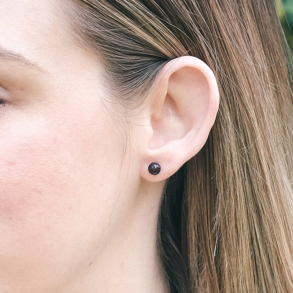 Vintage Garnet Stud Earrings - Lost Owl Jewelry