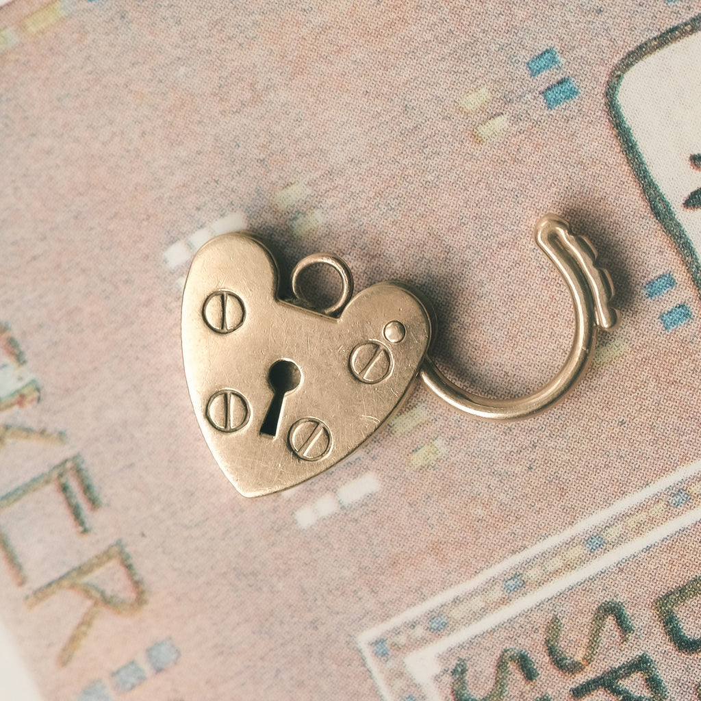Vintage Gold Heart Padlock - Lost Owl Jewelry