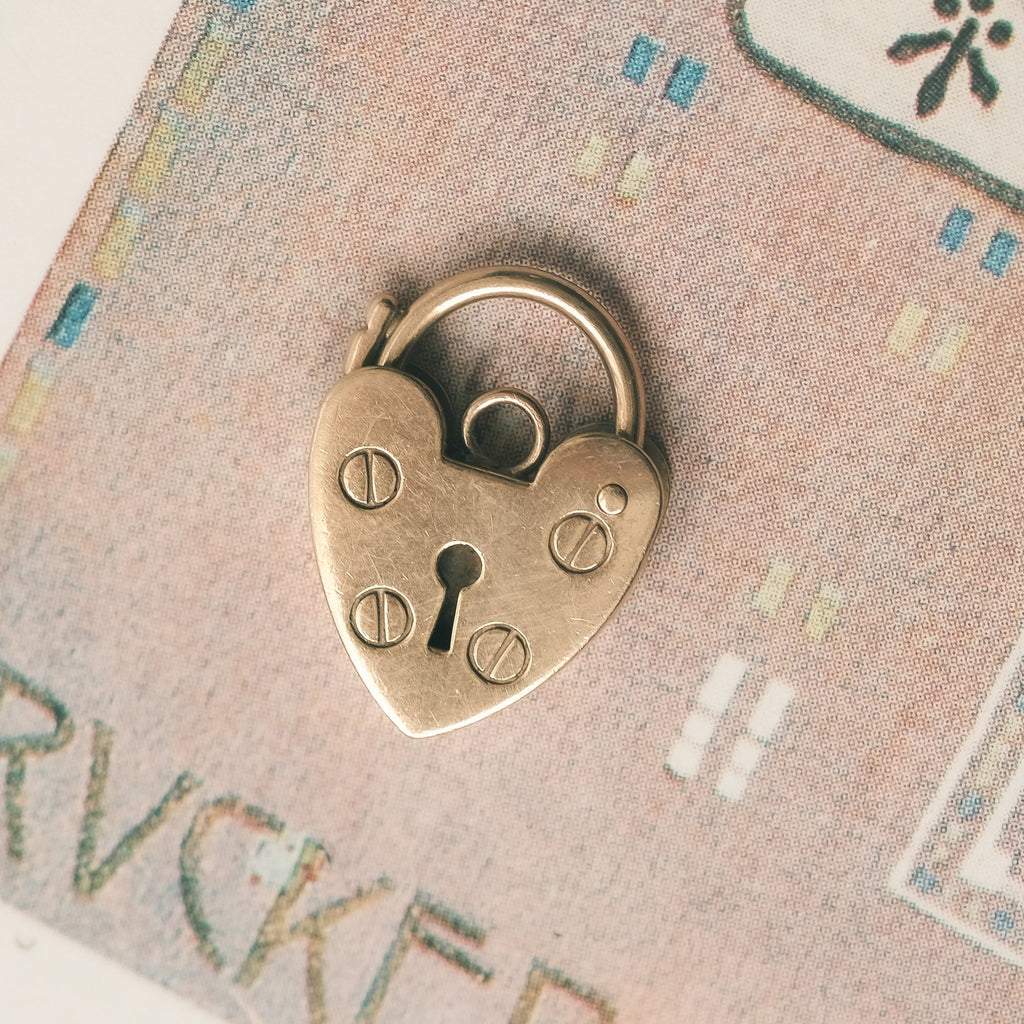 Vintage Gold Heart Padlock - Lost Owl Jewelry