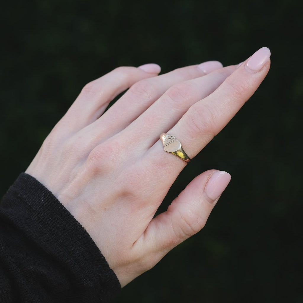 Vintage Heart Signet Ring - Lost Owl Jewelry