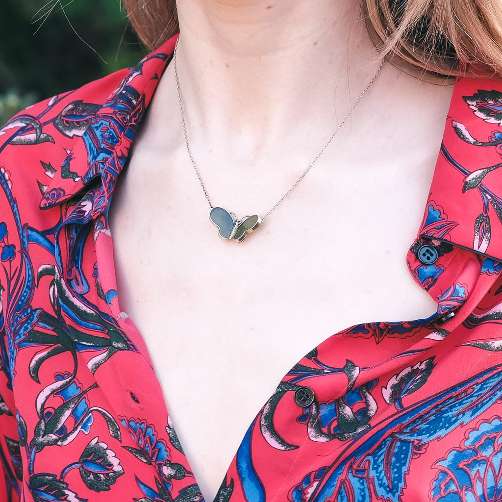 Vintage Jade Butterfly Necklace - Lost Owl Jewelry