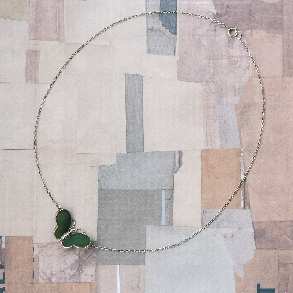 Vintage Jade Butterfly Necklace - Lost Owl Jewelry