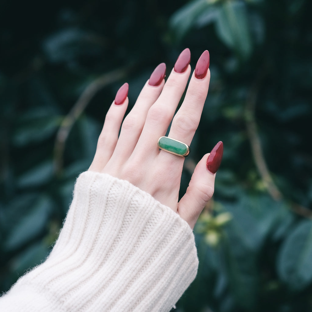 Vintage Jade Saddle Ring - Lost Owl Jewelry