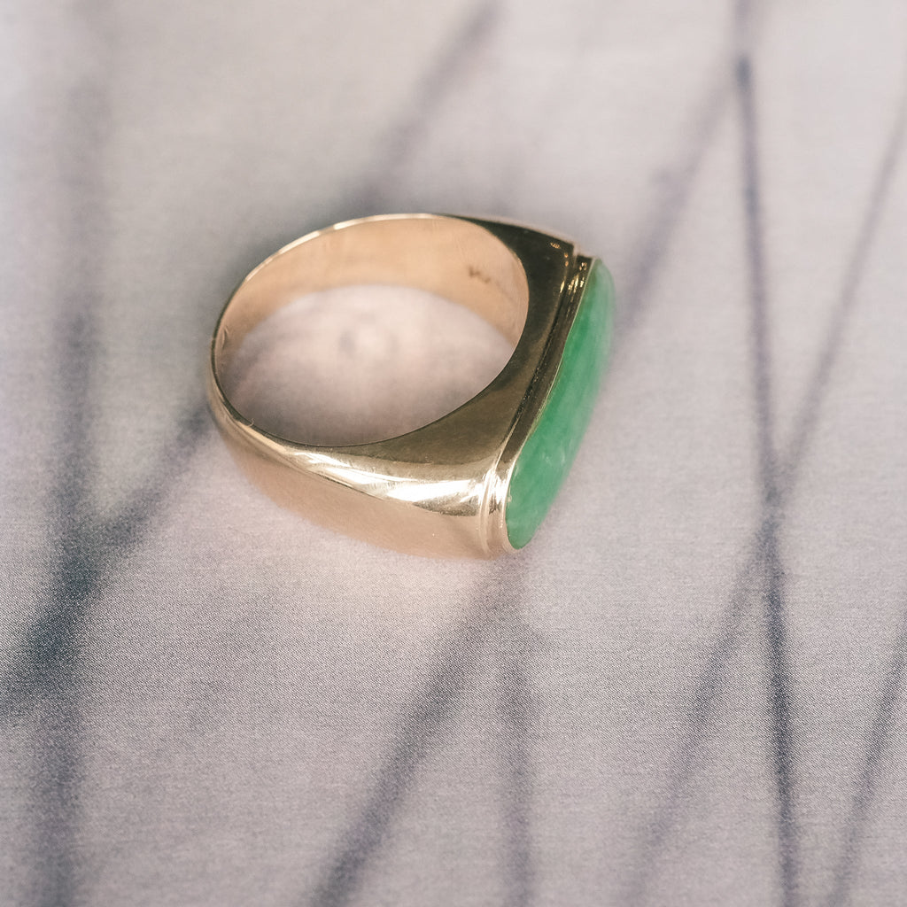 Vintage Jade Saddle Ring - Lost Owl Jewelry