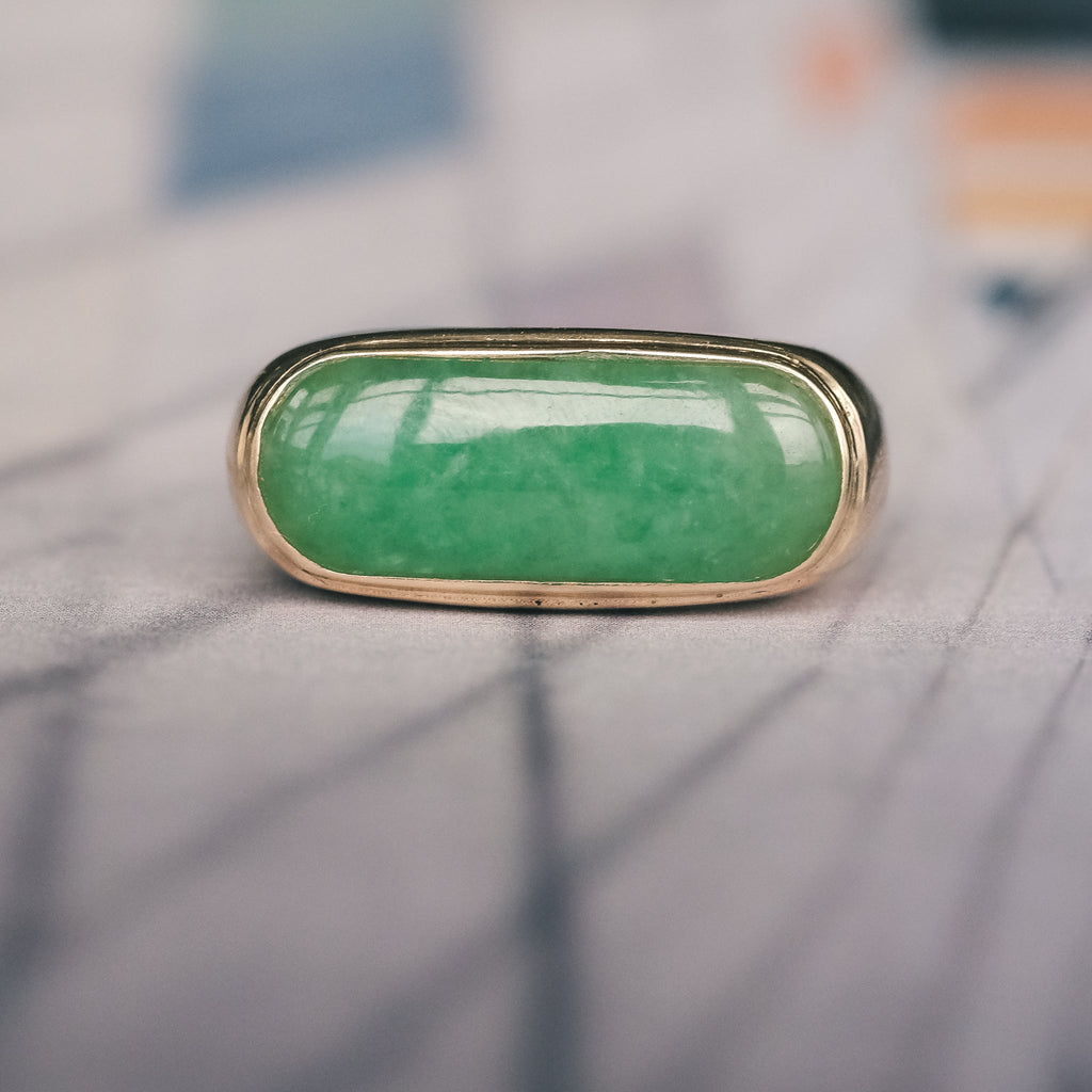 Vintage Jade Saddle Ring - Lost Owl Jewelry