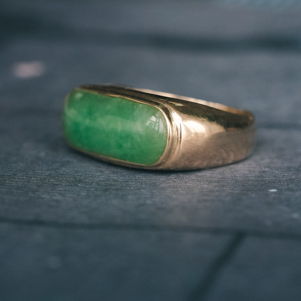 Vintage Jade Saddle Ring - Lost Owl Jewelry