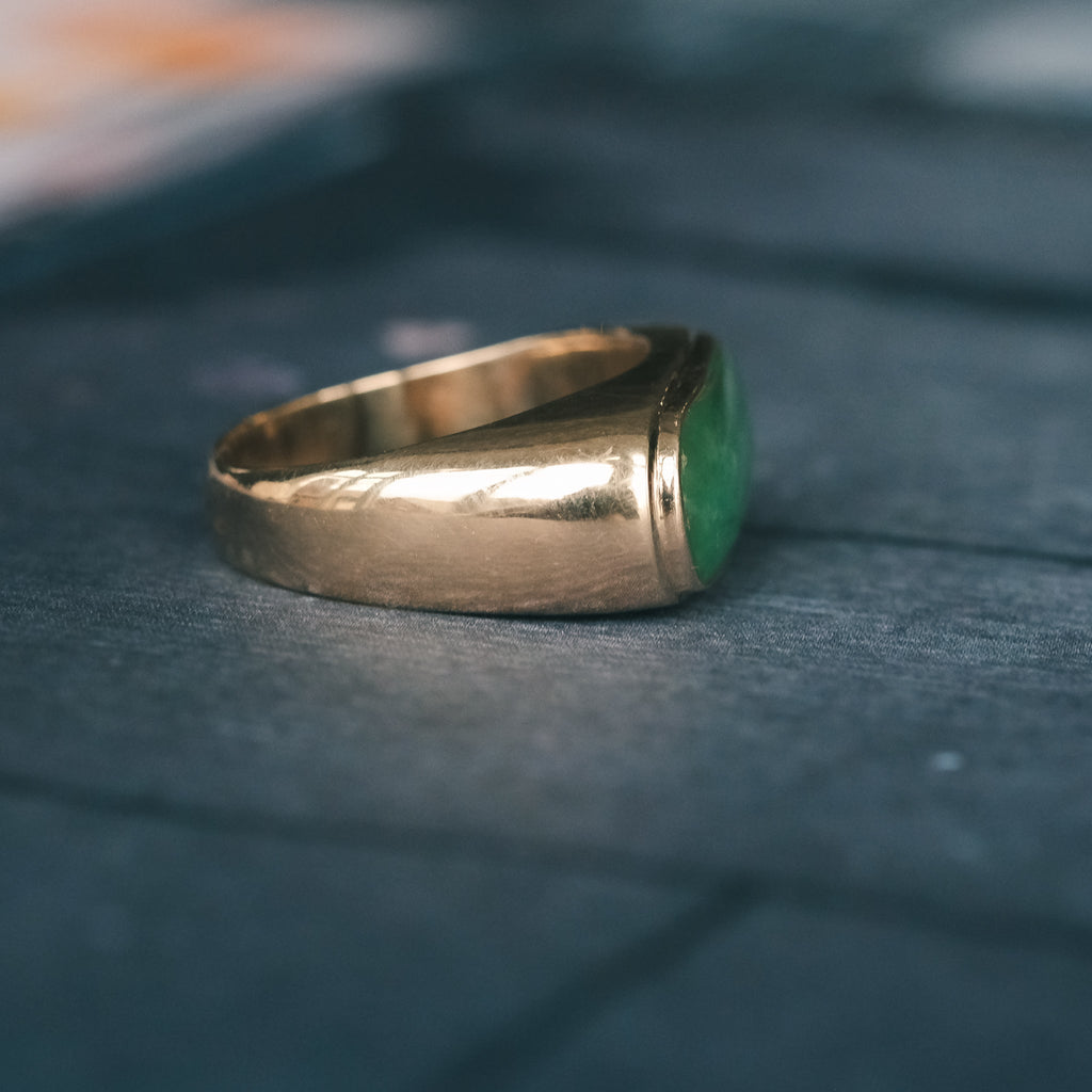 Vintage Jade Saddle Ring - Lost Owl Jewelry