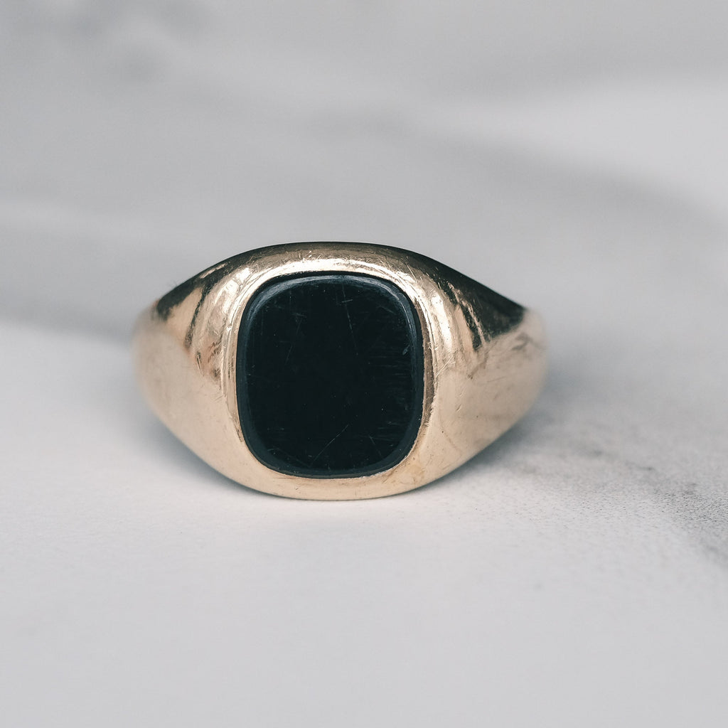 Vintage Onyx Signet Ring - Lost Owl Jewelry