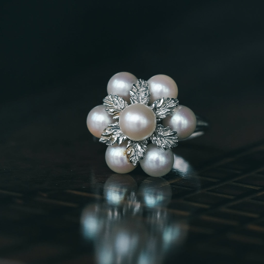 Vintage Pearl Flower Ring - Lost Owl Jewelry