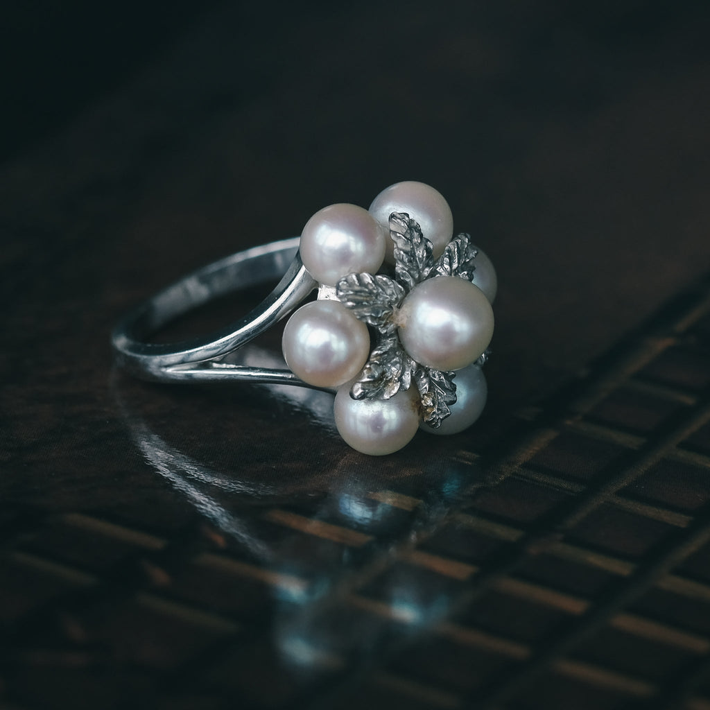 Vintage Pearl Flower Ring - Lost Owl Jewelry