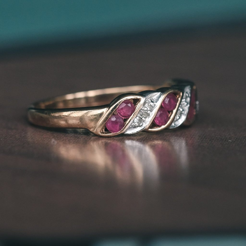 Vintage Ruby & Diamond Twist Band - Lost Owl Jewelry