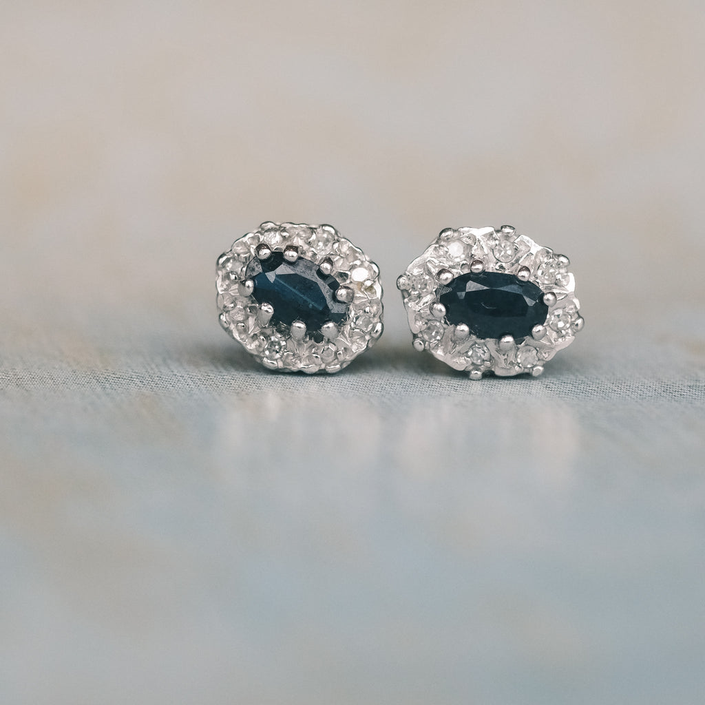 Vintage Sapphire Cluster Earrings - Lost Owl Jewelry