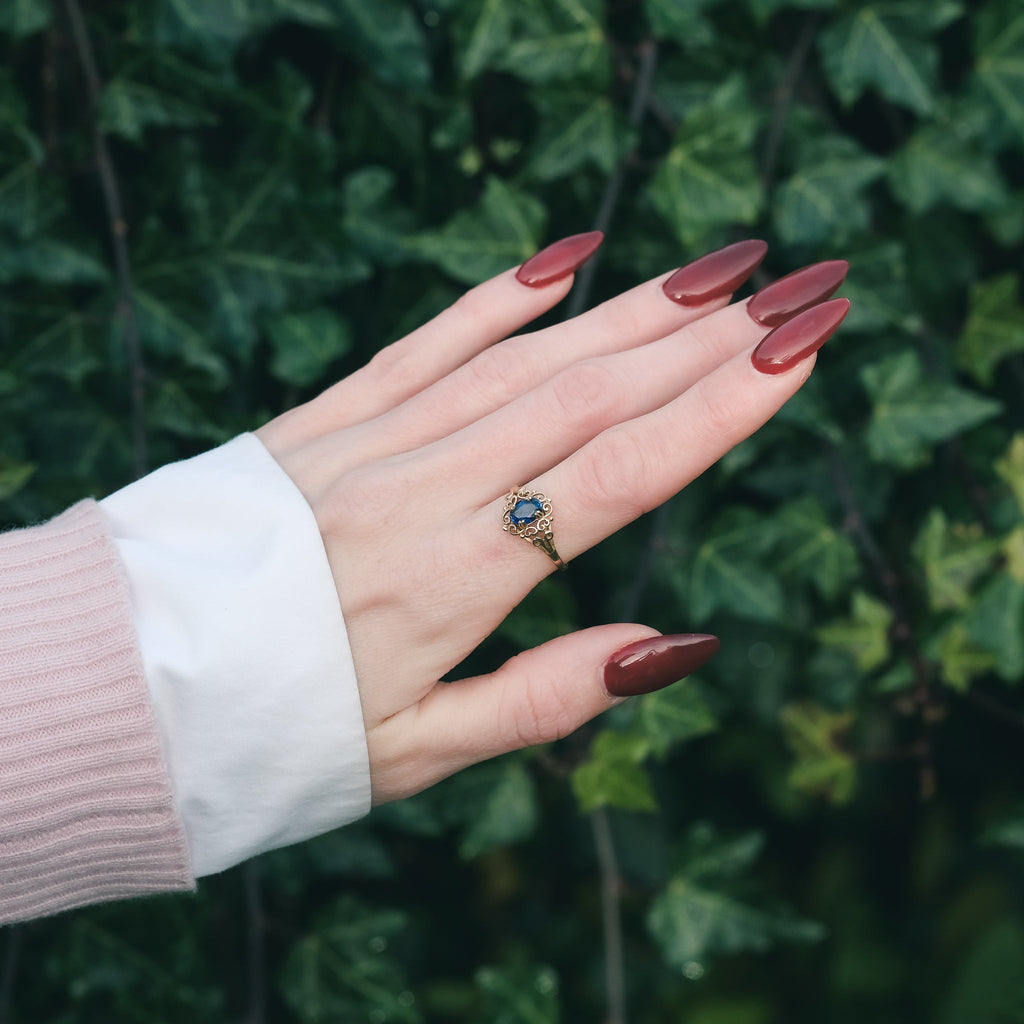 Vintage Sapphire Openwork Ring - Lost Owl Jewelry