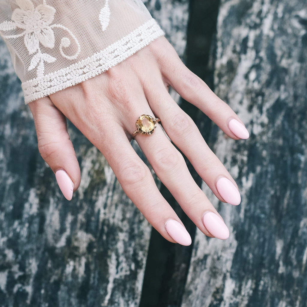 Vintage Scalloped Citrine Ring - Lost Owl Jewelry