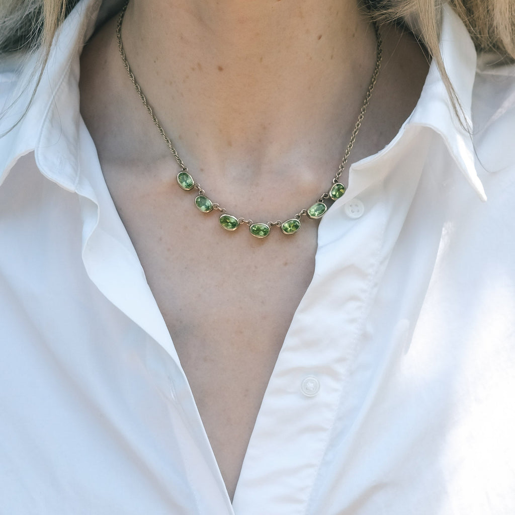 Vintage Seven Peridot Necklace - Lost Owl Jewelry
