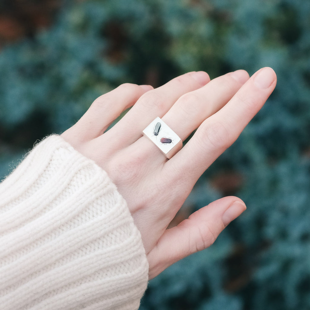 Vintage Shibayama Signet Ring - Lost Owl Jewelry