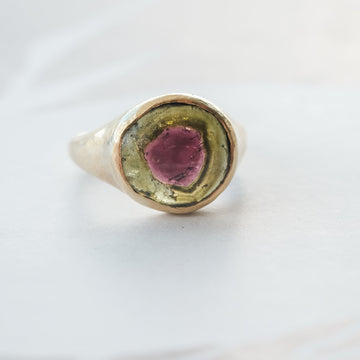 Vintage Watermelon Tourmaline Ring - Lost Owl Jewelry