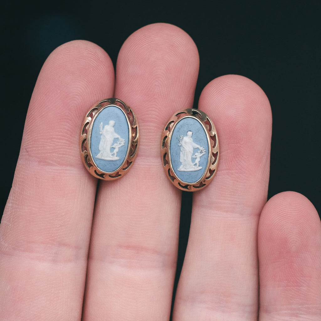 Vintage Wedgwood Ceres & Cupid Earrings - Lost Owl Jewelry