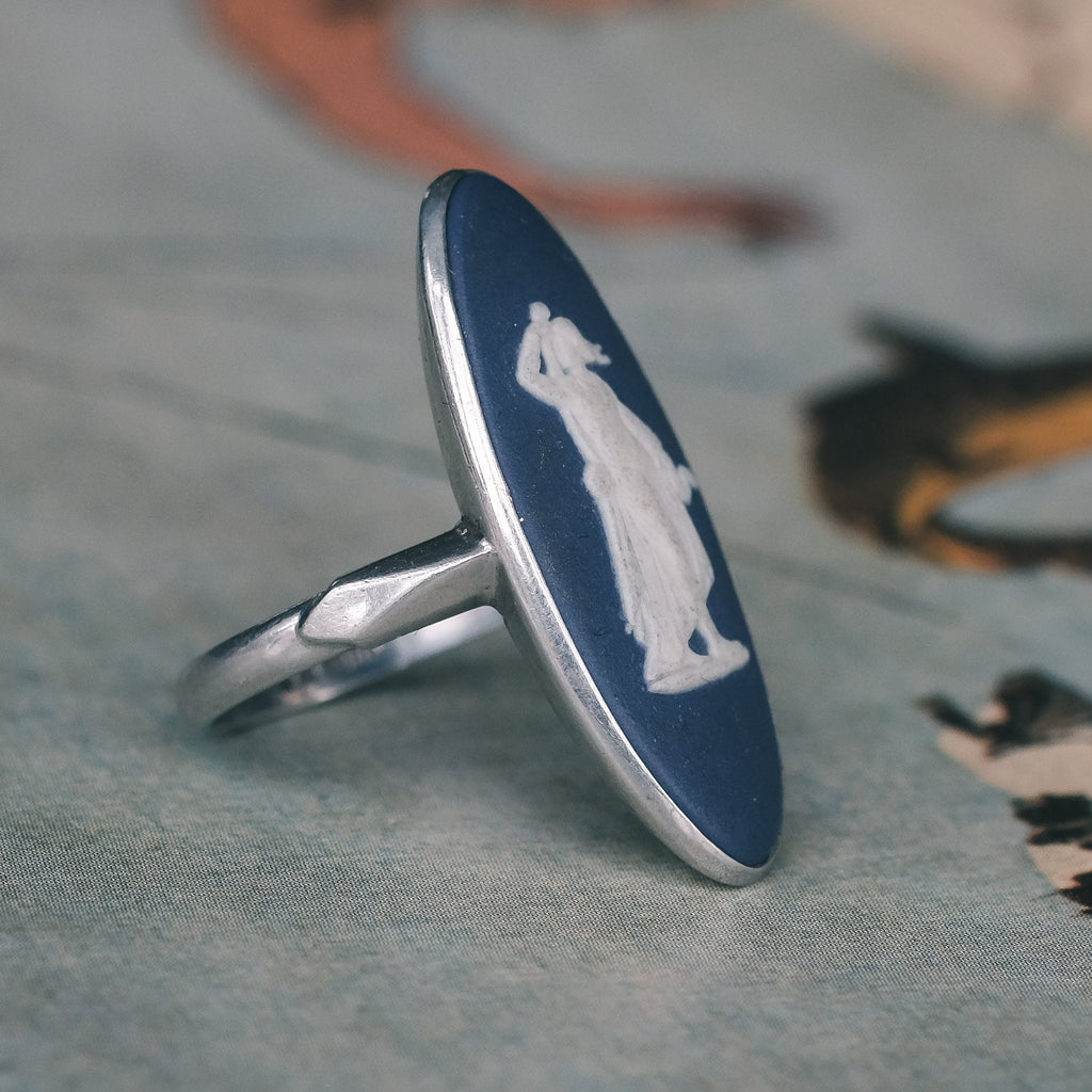 Vintage Wedgwood Hygieia Cameo Ring - Lost Owl Jewelry