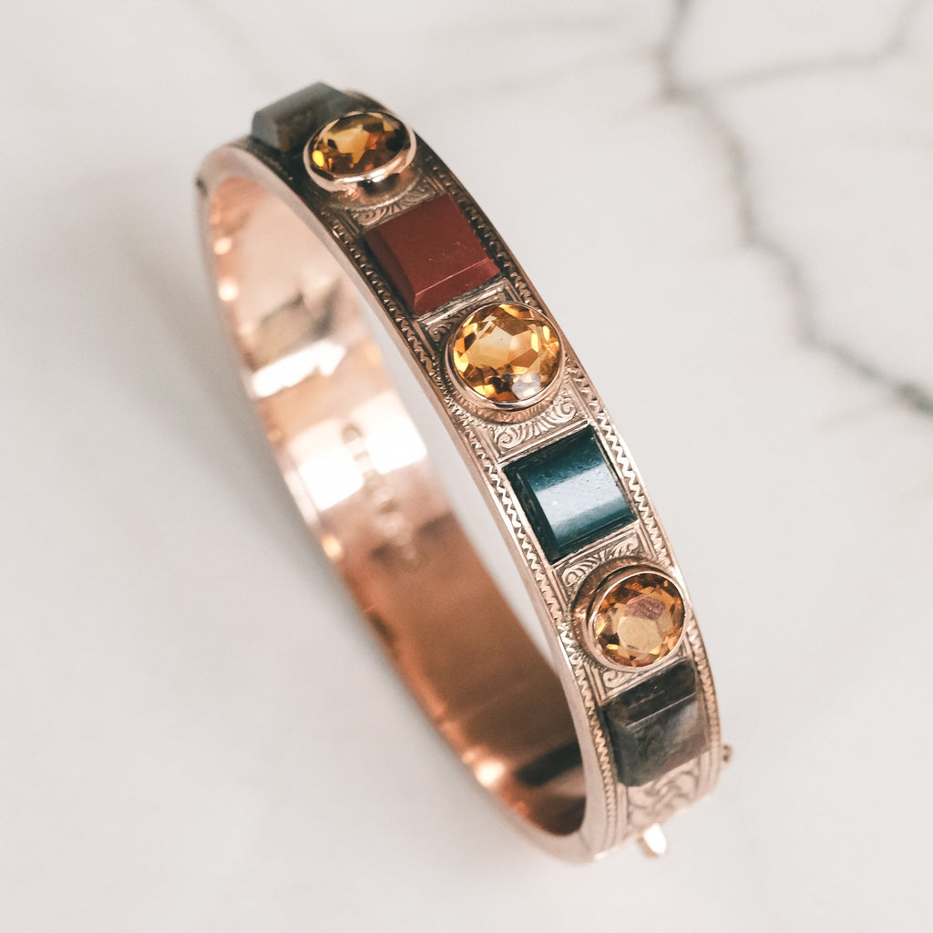 1854 Scottish Agate Bangle - Lost Owl Jewelry