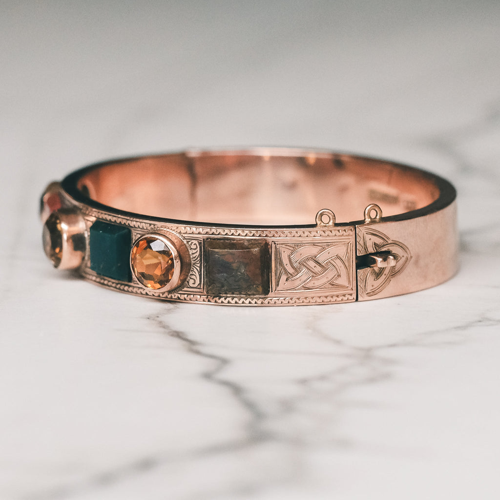 1854 Scottish Agate Bangle - Lost Owl Jewelry