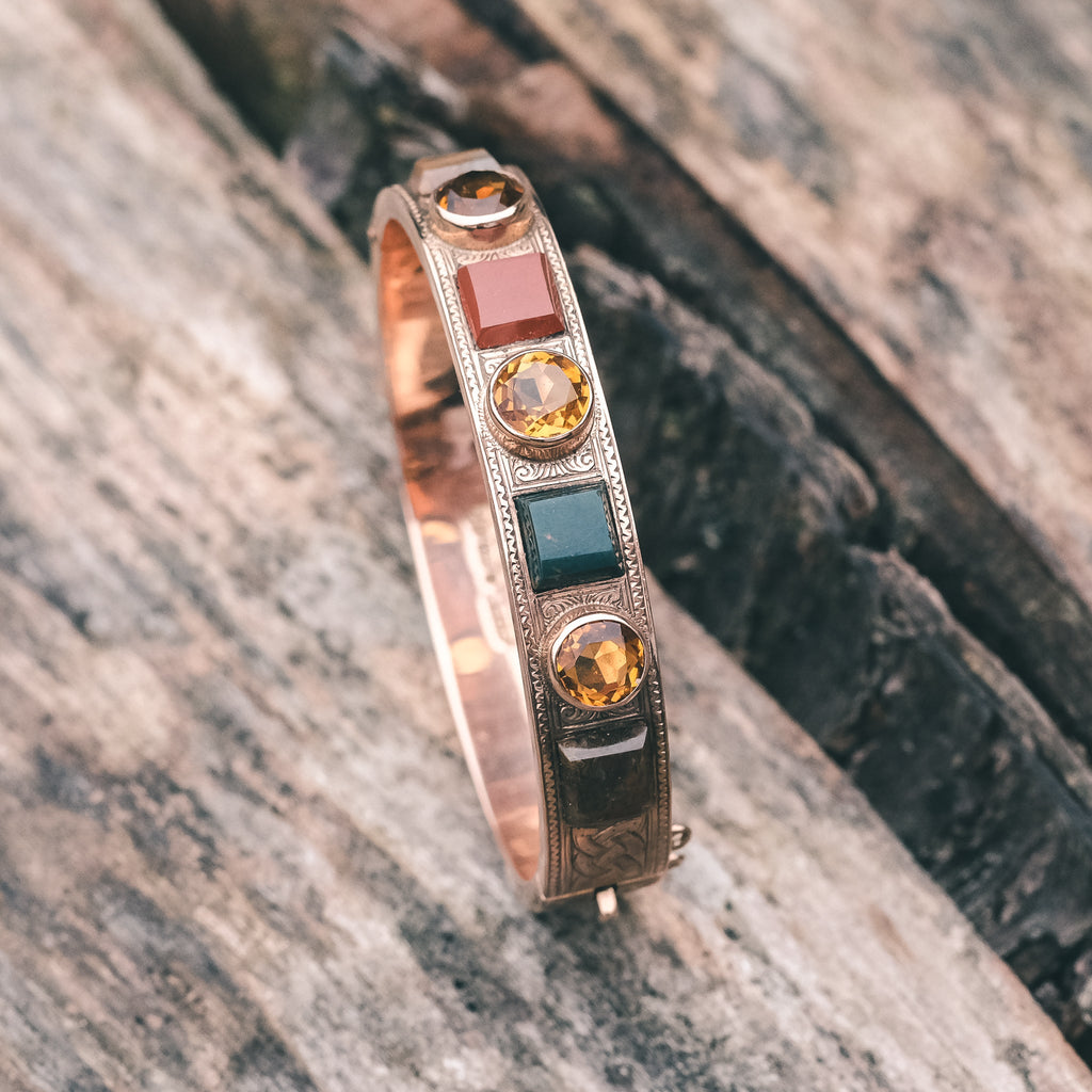 1854 Scottish Agate Bangle - Lost Owl Jewelry