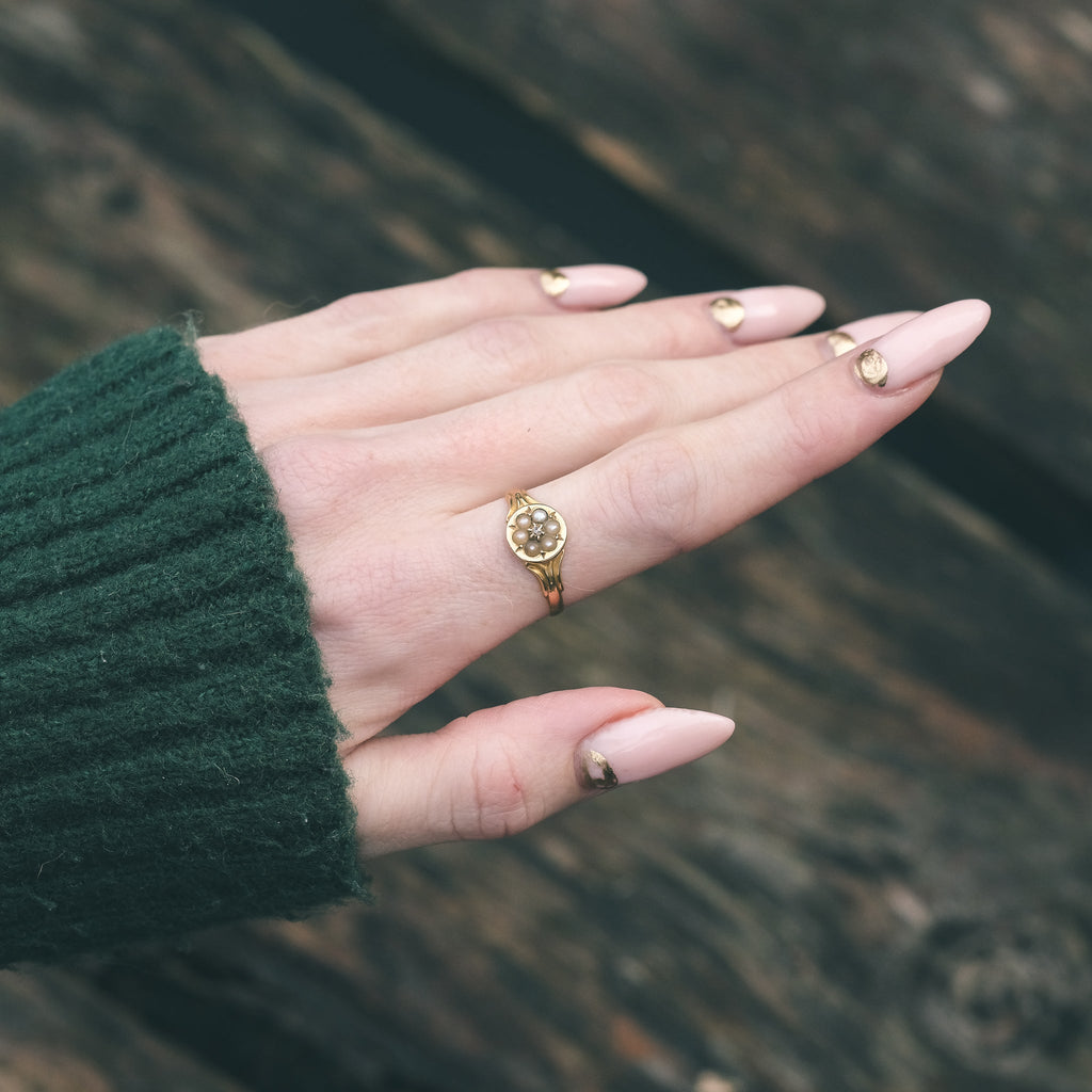 1867 Pearl Rose Ring - Lost Owl Jewelry