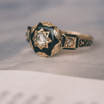 1873 Black Star Mourning Ring - Lost Owl Jewelry
