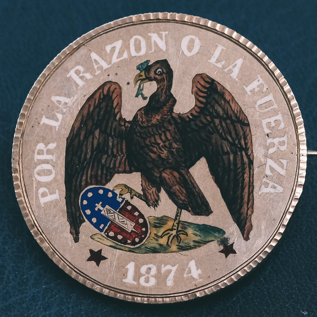 1874 Chilean Peso Brooch - Lost Owl Jewelry