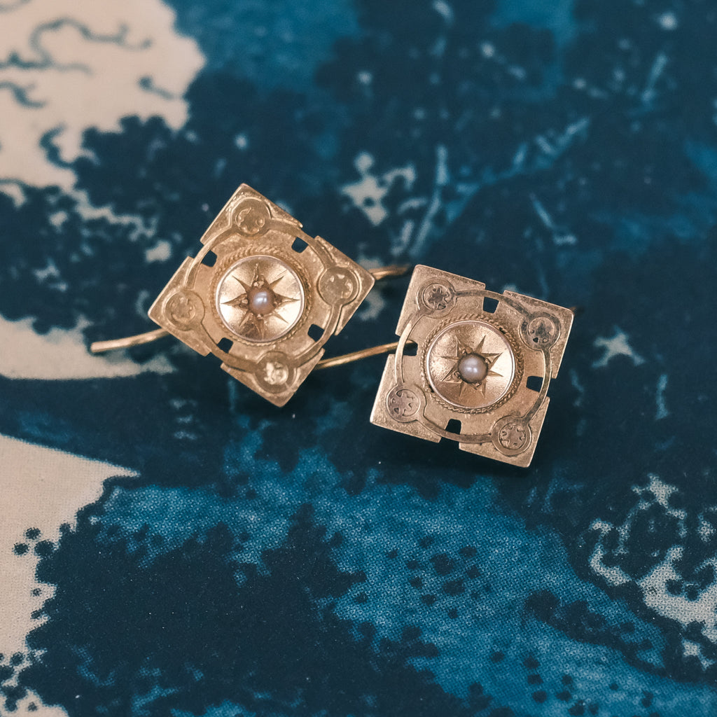 1884 Etruscan Revival Earrings - Lost Owl Jewelry