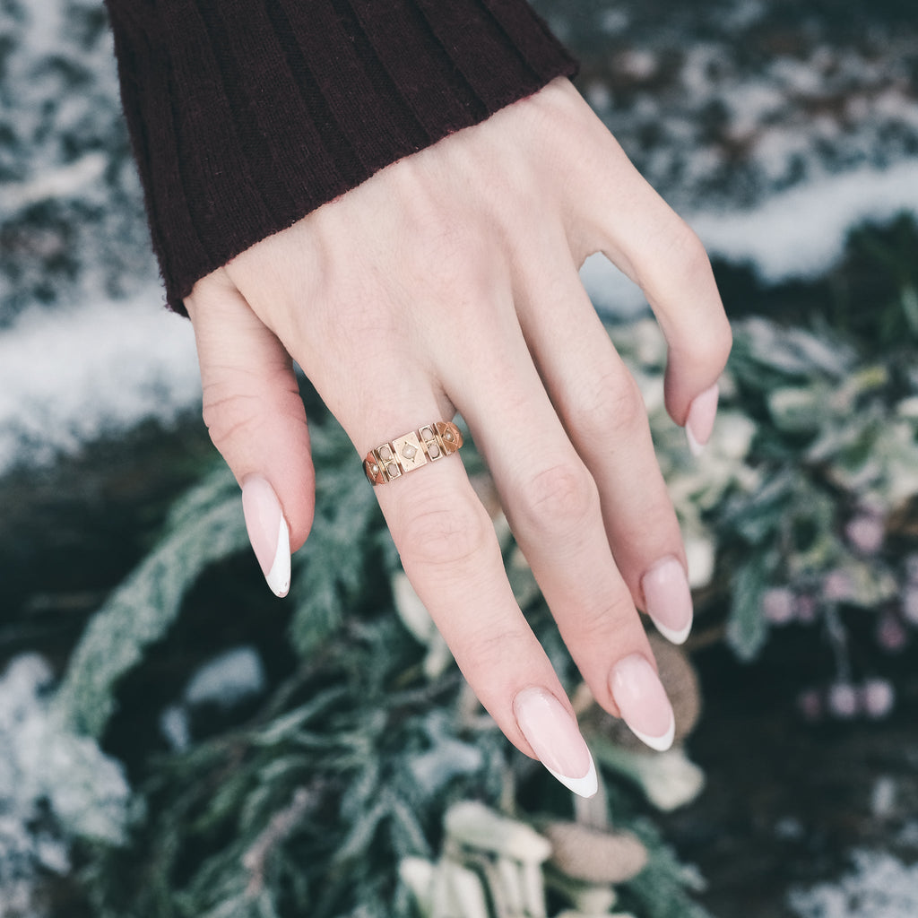 1885 Coral & Pearl Band - Lost Owl Jewelry