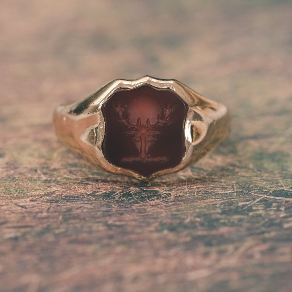 1896 'Sun Stag' Signet Ring - Lost Owl Jewelry