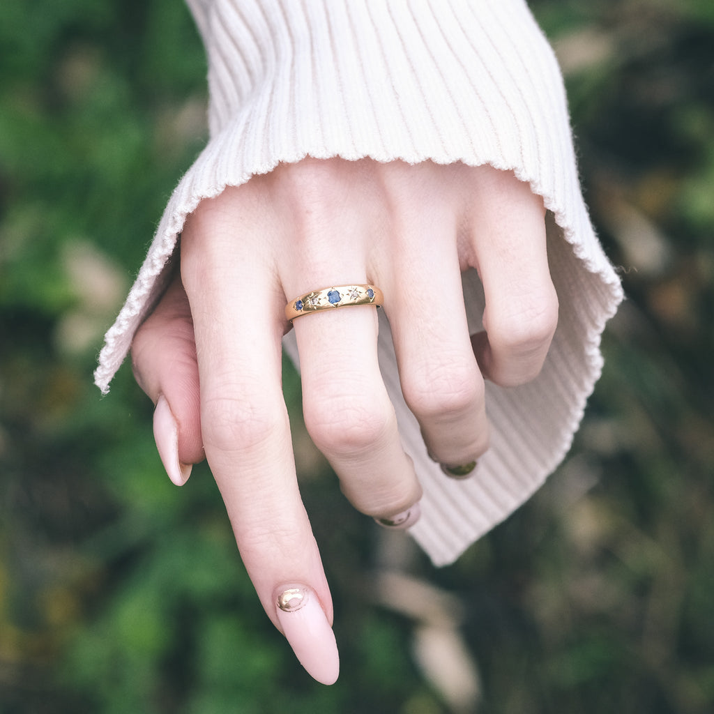 1898 Sapphire Gypsy Ring - Lost Owl Jewelry