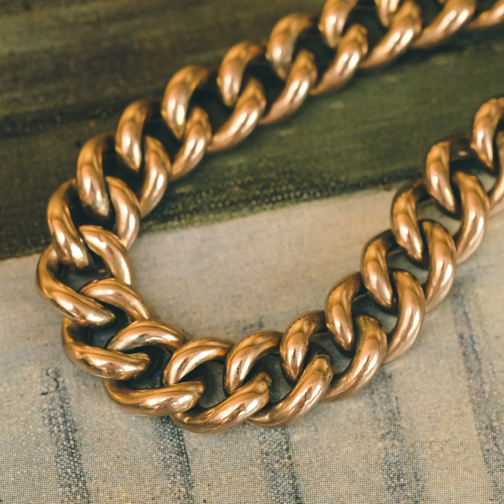 1902 Heart Padlock Curb Link Bracelet - Lost Owl Jewelry