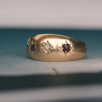 1903 Diamond & Ruby 'Gypsy' Ring - Lost Owl Jewelry