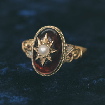 1905 Garnet Star Ring - Lost Owl Jewelry