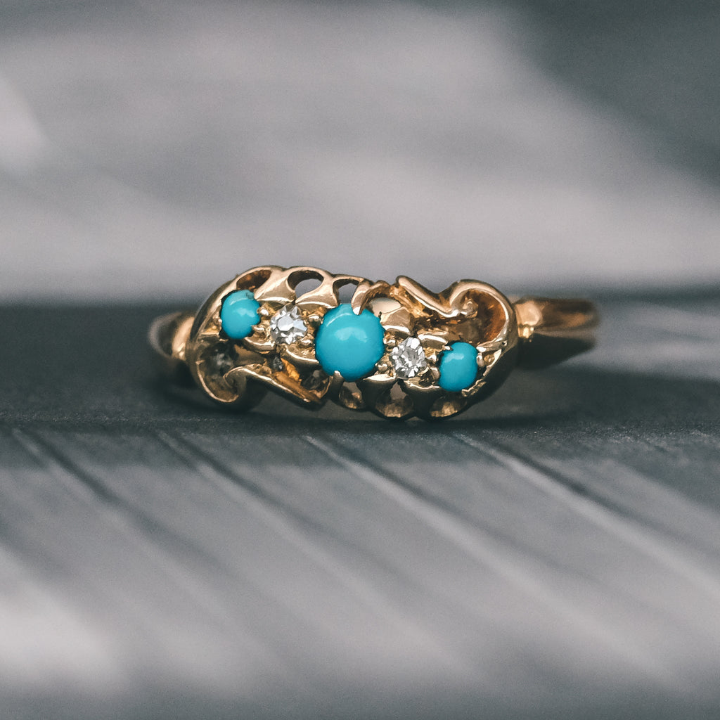 1907 Turquoise Wave Ring - Lost Owl Jewelry
