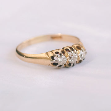 1912 Diamond Three-Stone Belcher Ring - Lost Owl Jewelry