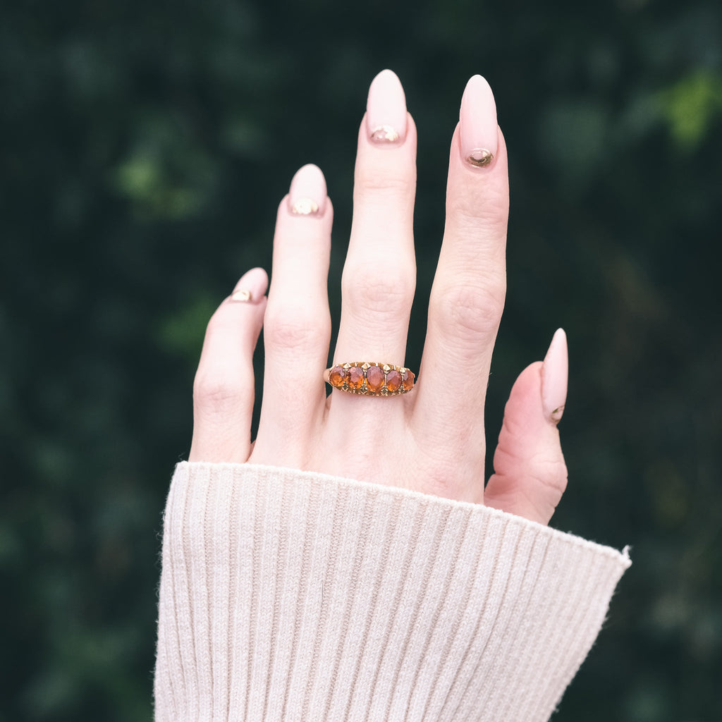 1912 Orange Garnet Ring - Lost Owl Jewelry