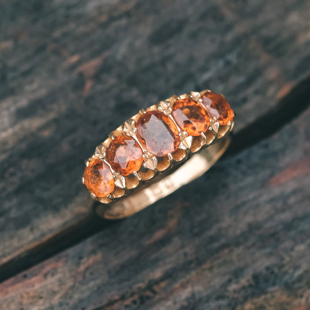 1912 Orange Garnet Ring - Lost Owl Jewelry