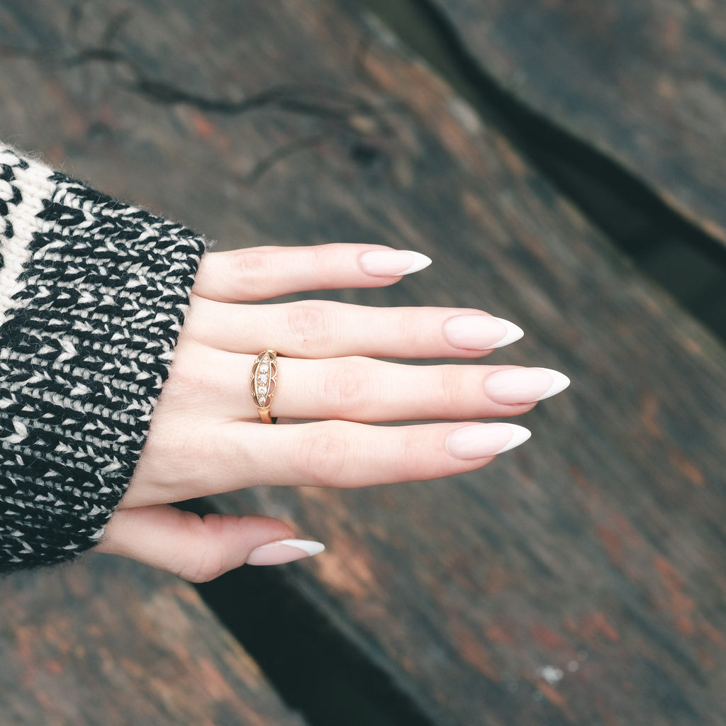 1913 Diamond Boat Ring - Lost Owl Jewelry