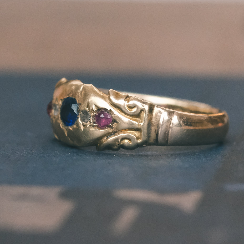 1914 Red White & Blue Gypsy Ring - Lost Owl Jewelry