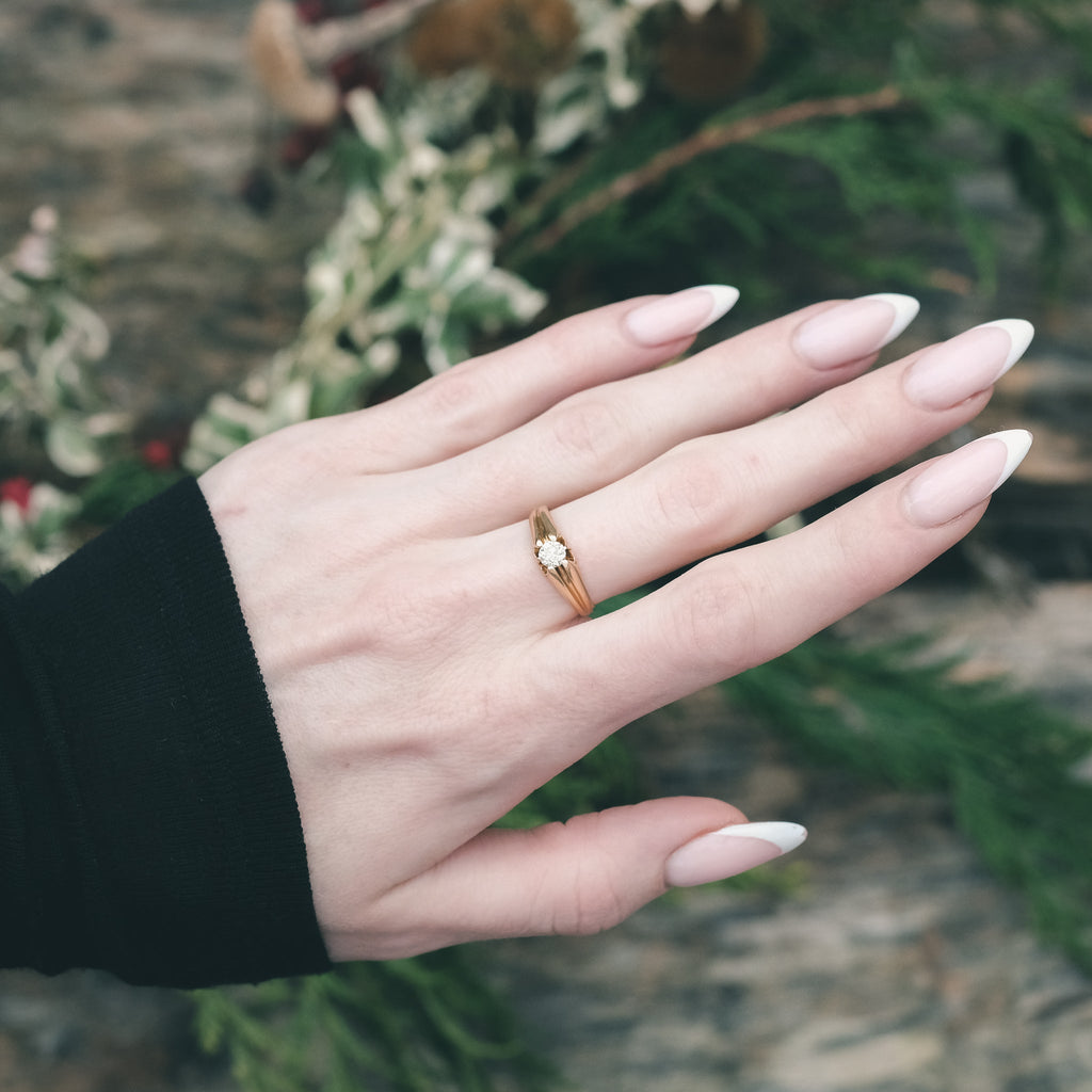 1920 OEC Diamond Belcher Ring - Lost Owl Jewelry