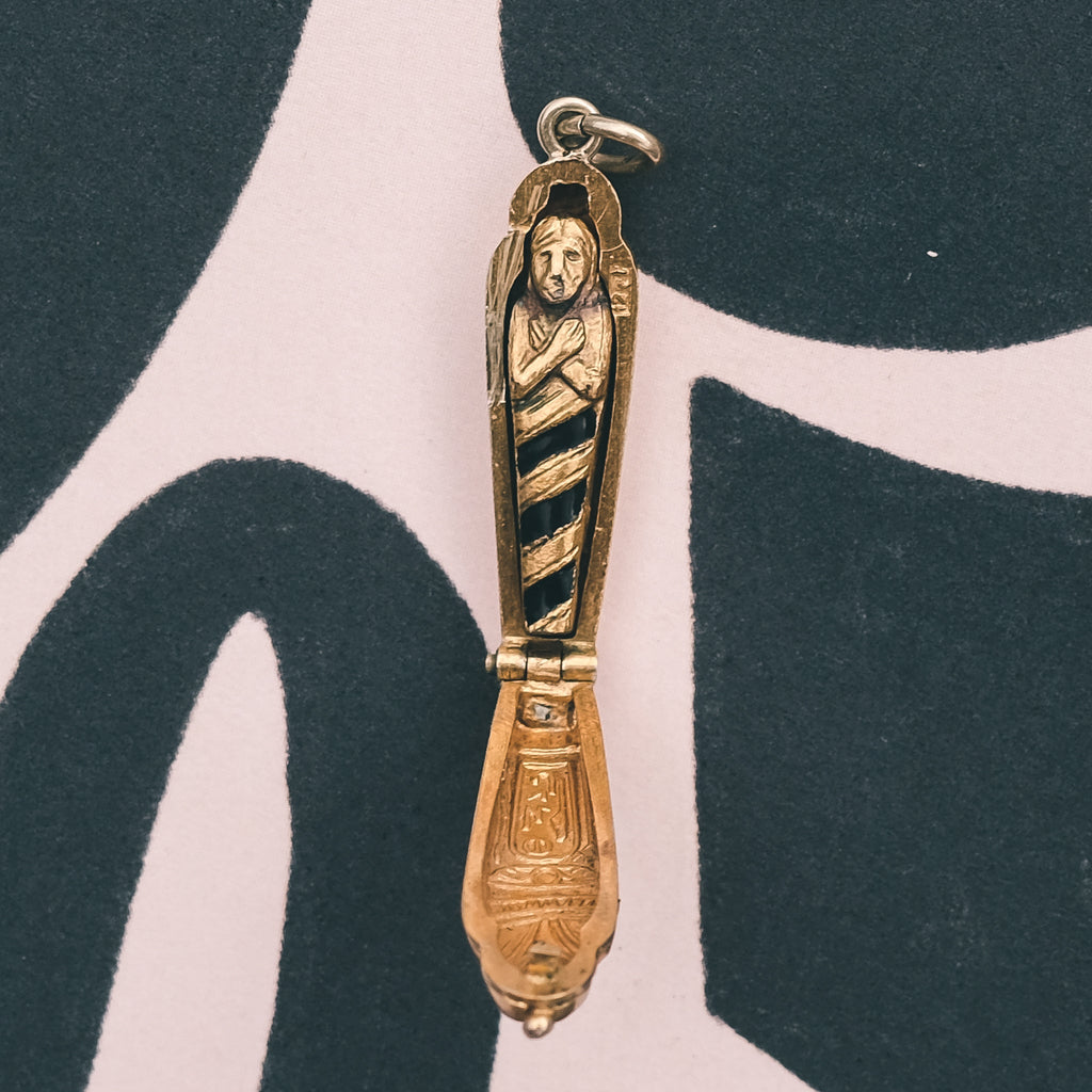 1920s Egyptian Revival Gold Mummy - Lost Owl Jewelry