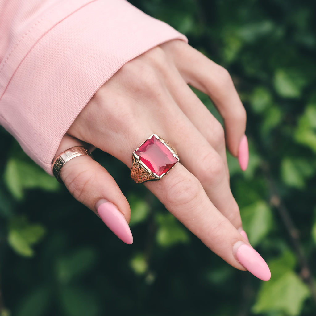 1930s Statement Ruby Ring - Lost Owl Jewelry