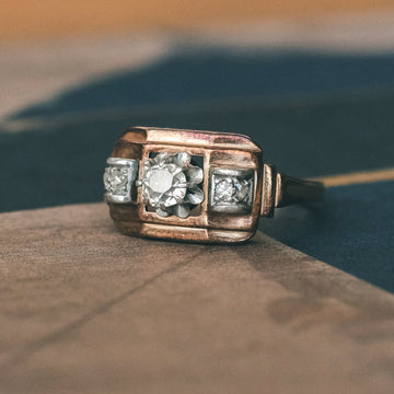 1940s Diamond Tank Ring - Lost Owl Jewelry