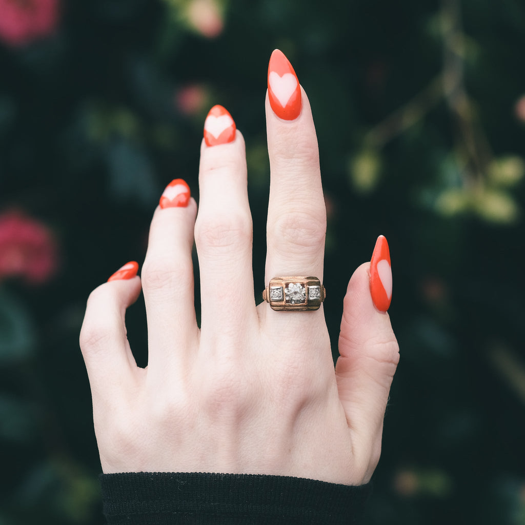 1940s Diamond Tank Ring - Lost Owl Jewelry