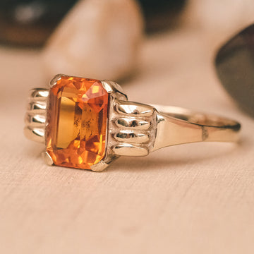 1940s Orange Sapphire Ring - Lost Owl Jewelry