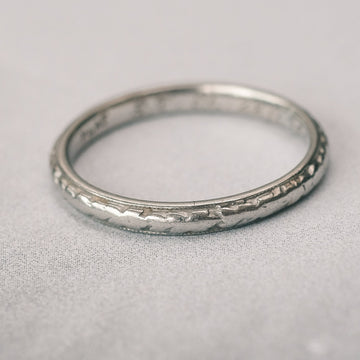 1946 Engraved Platinum Band - Lost Owl Jewelry