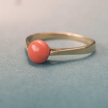 1950s Coral Solitaire Ring - Lost Owl Jewelry
